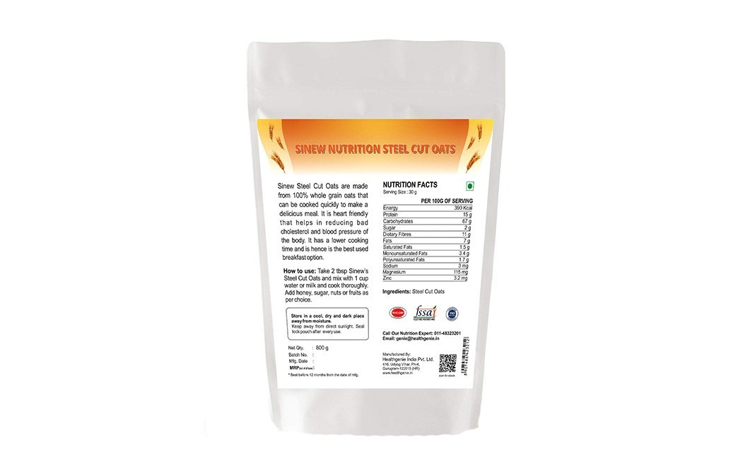 Sin Ew Steel Cut Oats    Pack  800 grams